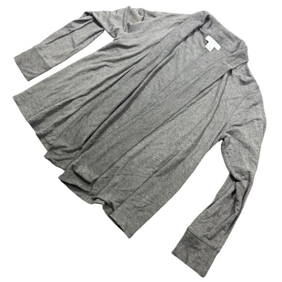 Liz Claiborne Weekend Sweater Womens Large Gray Knit Open Front Cardigan Stretch - Picture 2 of 6